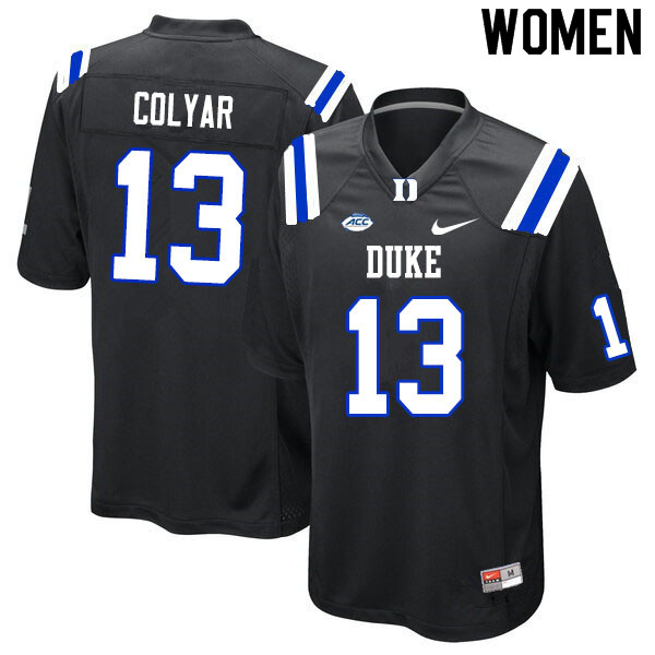 Women #13 Jack Colyar Duke Blue Devils College Football Jerseys Sale-Black - Click Image to Close